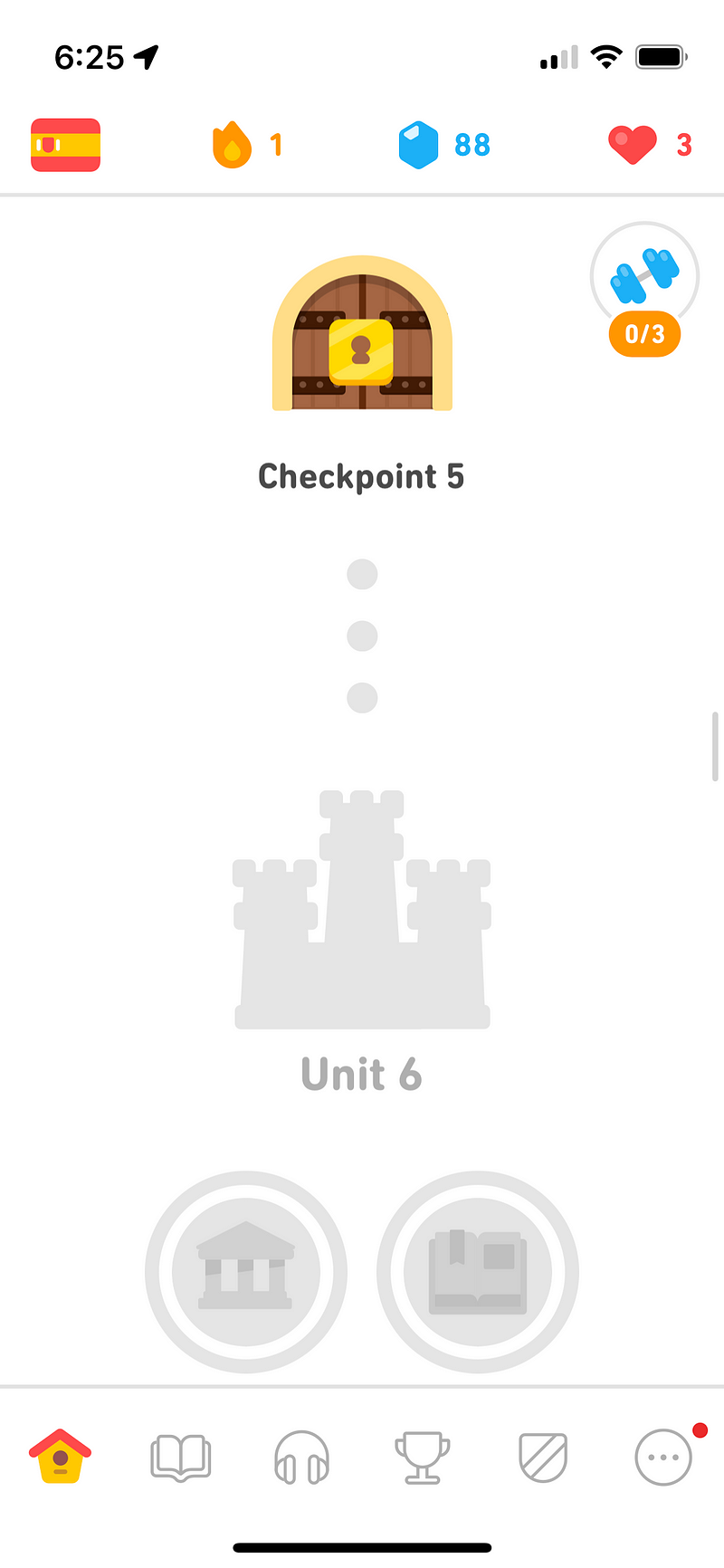 Checkpoint test interface on Duolingo