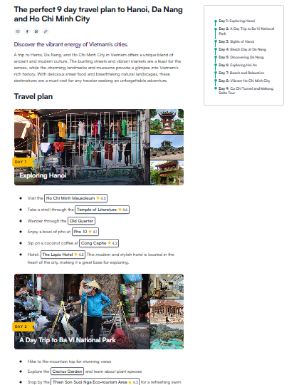 Custom travel guide for Vietnam