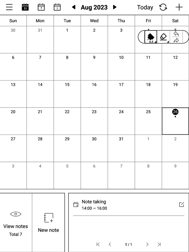 Calendar view of a tickler