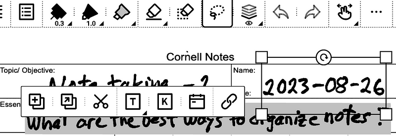 Lasso tool options in Supernote