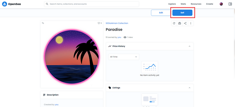 Listing your NFT for sale