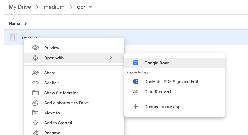 Screenshot of Google Docs interface