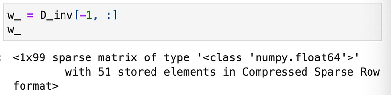 Reduced inverse matrix