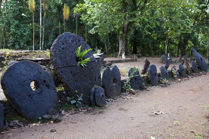 Rai stones displayed in Yap