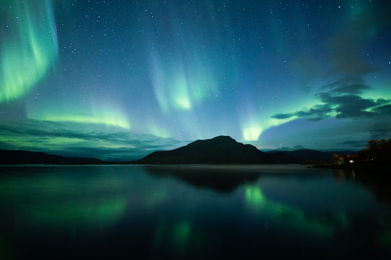 Aurora dancing in the night sky