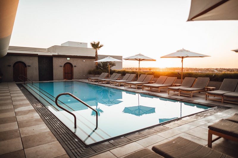 Swimming pool filled with people