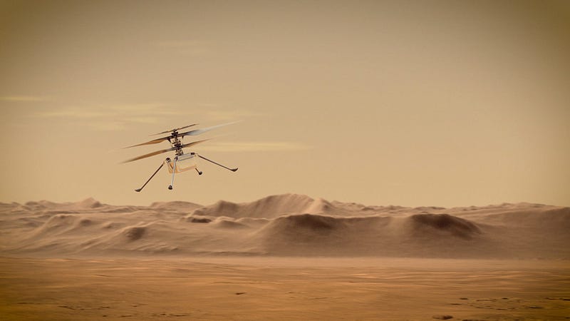 The Mars Helicopter poised for its journey.