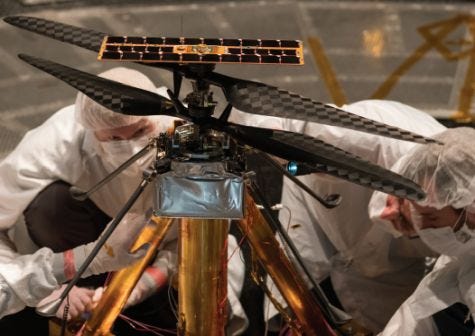 Ingenuity Mars Helicopter undergoing final preparations.