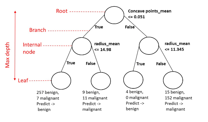 Diagram depicting the structure of a decision tree