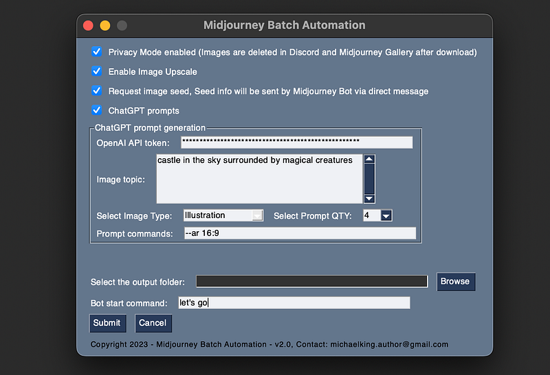 Innovative Midjourney Automation Bot interface