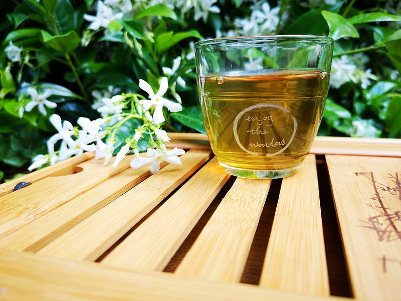 Refreshing green tea in a clear glass