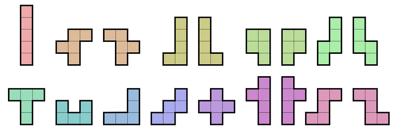 All unique pentomino shapes