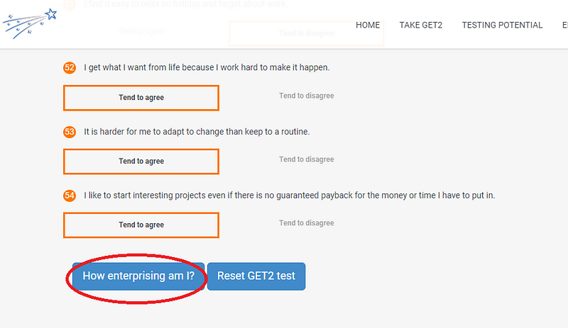 Sample Results Display from GET2 Test