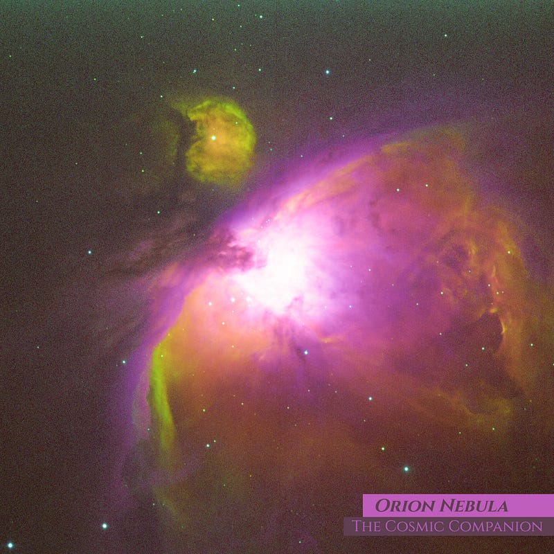 The Orion Nebula glowing in vibrant colors