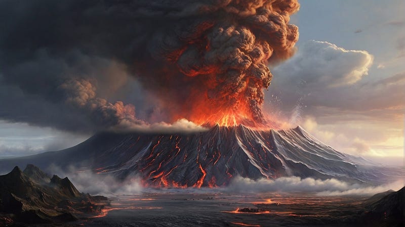 Volcanic eruption impact illustration