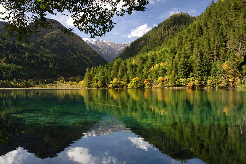 Scenic landscape of a lake surrounded by mountains