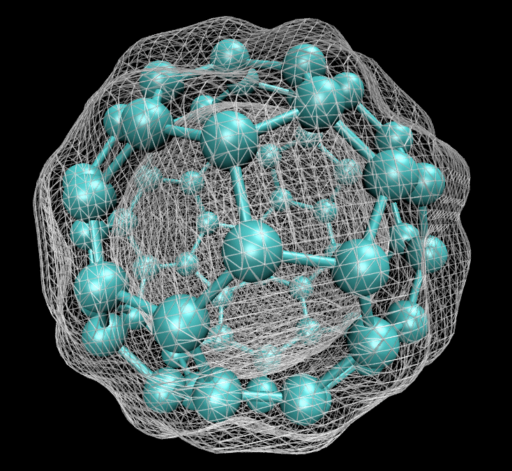 Electron density visualization of Buckminsterfullerene