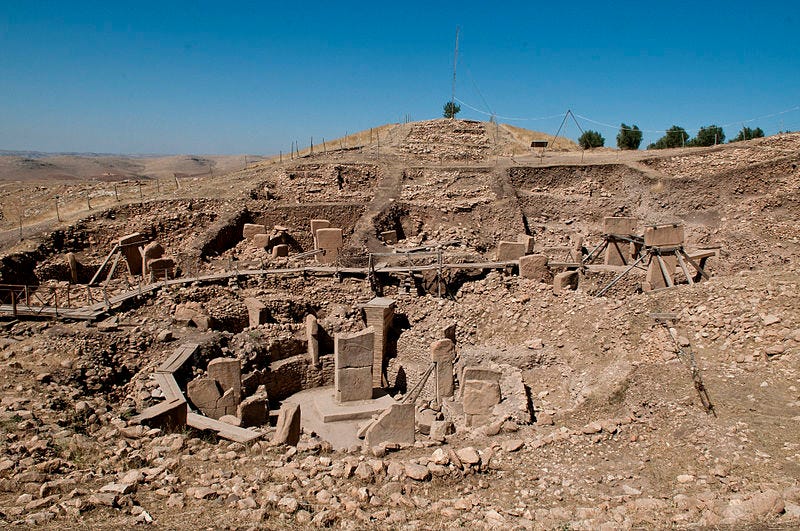 Aerial view of Göbekli Tepe, an ancient site in Turkey.