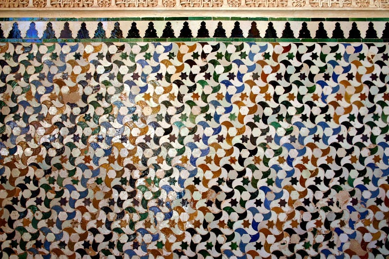 Intricate tiling of Alhambra that inspired M. C. Escher